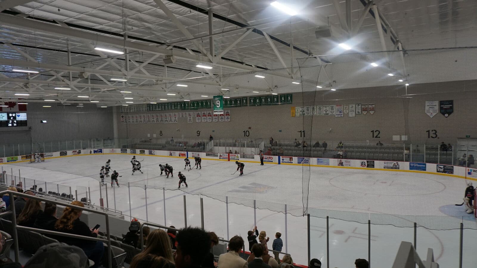 A hockey game underway at the Wasaga Stars Arena